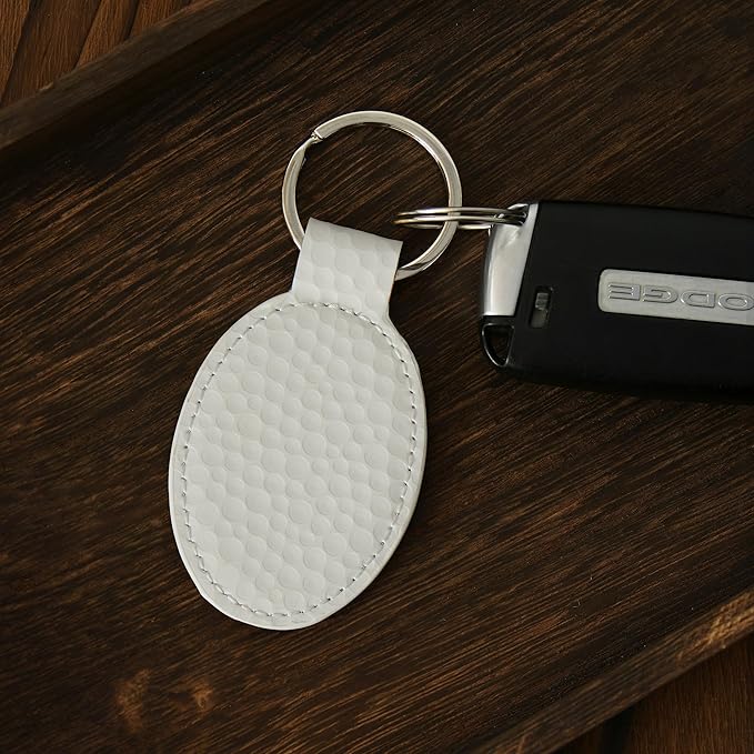 LaserGram Oval Keychain, Golfer Golfing, Personalized Engraving Included (Golf White)