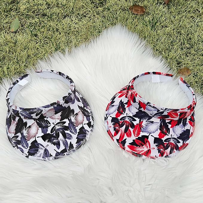 2 Pack Sun Visor Hats Women Men Clip On Wide Brim Visors Hat Outdoor Sports Golf Beach Travel Tennis Caps