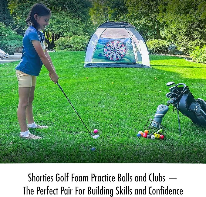 Shorties Golf Practice Balls - 8 Pack Colored HIgh Density Foam Golf Balls for Men, Women & Children | Indoor & Outdoor Training | Distance & Control | Realistic Feel | Safe for Kids & Seniors