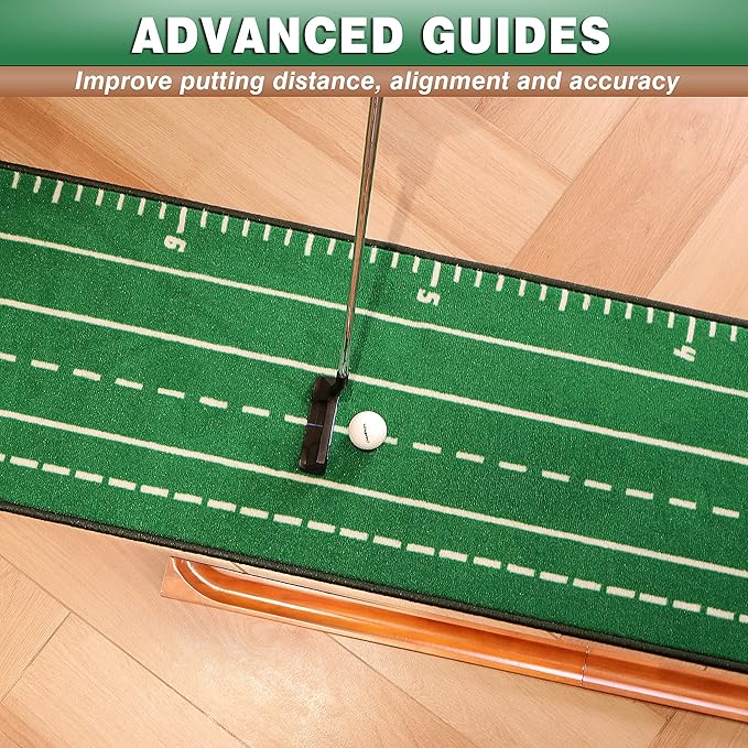 CHAMPKEY Premium Golf Putting Green Indoor with 3 Golf Putting Gates - Improves Putting Accuracy and Skill Levels Golf Putting Mat - Ideal for Indoor and Outdoor Training
