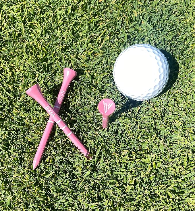 S.M.A.R.T. Bamboo Golf Tees - Durable and Reliable Pink Golf Tees for Women 50Pcs, Three Marking Options (1.25" 1.5" 1.7"), Reduced Ball Spin, Less Friction & Height Markers for Perfect Trajectory
