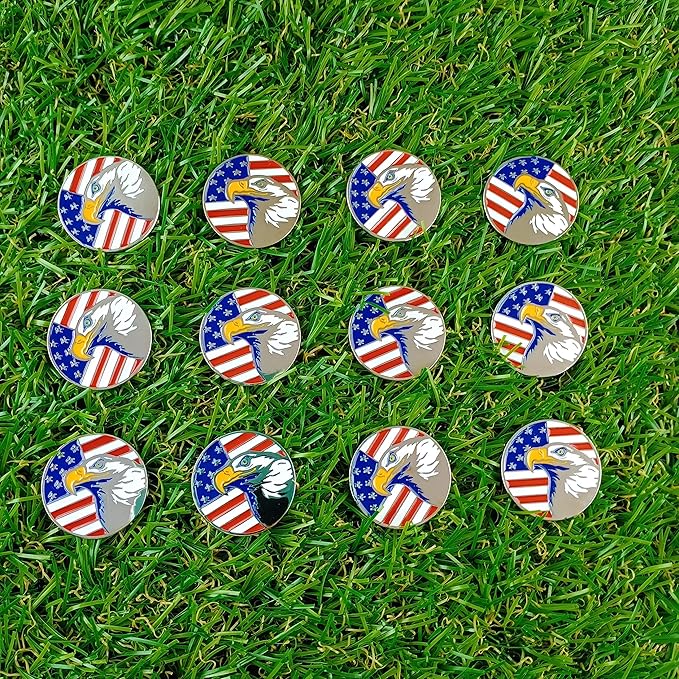 Golf Ball Markers Assorted Patterns Value Pack of 12 Golf Gifts, Golf Cap Clips and Divot Repair Tools Parter Accessories Sets for Men Women Golfer