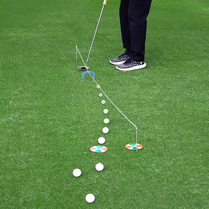 Golf Training Aids OLE ANDIGO 2 PCS Golf Target Holes, 2 PCS Golf Putting Gates and 1 PCS Golf Putting String Line,Golf Putting Alignment Tool,Effective Putt Training and Putting Drills
