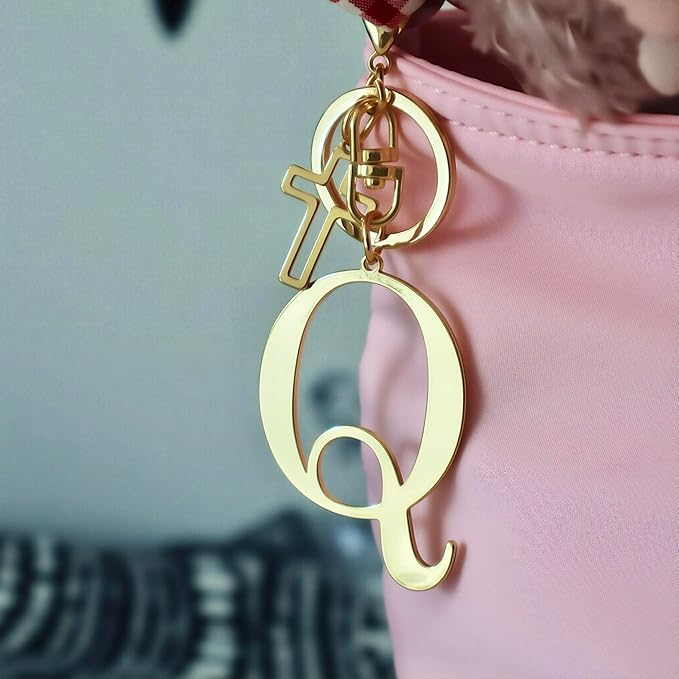 Gold Initial Keychain for Women A-Z Letter Cross Keychains Alphabet Key Chain bag Accessories Gift for Christian