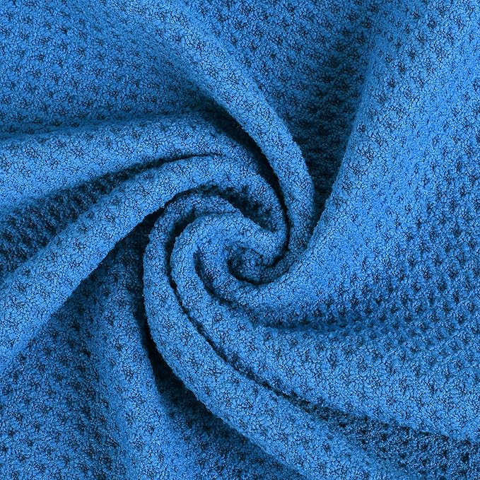 Mile High Life Tri-fold Golf Towel | 16" X 24" | Premium Microfiber Fabric | Waffle Pattern | with Heavy Duty Carabiner Clip | for Men and Women (2 Pack Blue)