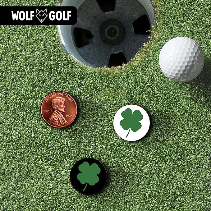 Wolf Golf Towels Golf Ball Marker Hat Clip Set | Multiple Sets to Choose from | 1 Magnetic Clip + 3 Ball Markers | Golf Accessories for Men & Women
