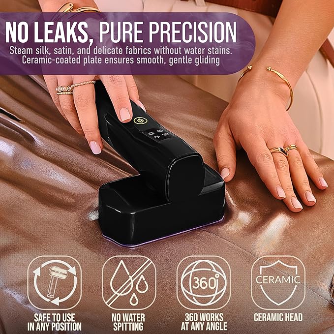 Travel Garment Steamer & Mini Steam Iron – 1200W Handheld Clothes Steamer, 4 Modes, 20s Fast Heating, Wrinkle Remover for Home & Travel Portable Fabric Steamer for Clothing & Bedding – Black