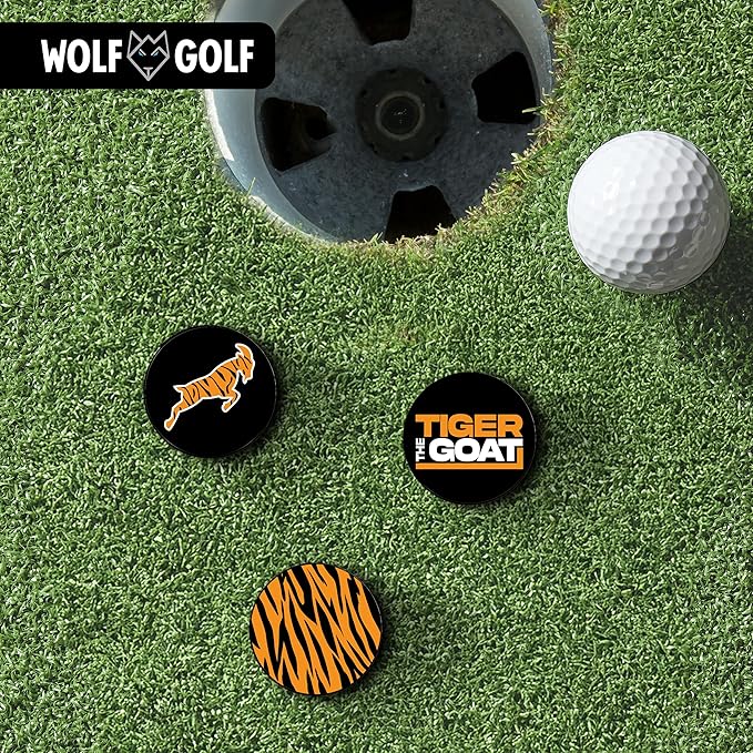 Wolf Golf Towels Golf Ball Marker Hat Clip Set | Multiple Sets to Choose from | 1 Magnetic Clip + 3 Ball Markers | Golf Accessories for Men & Women