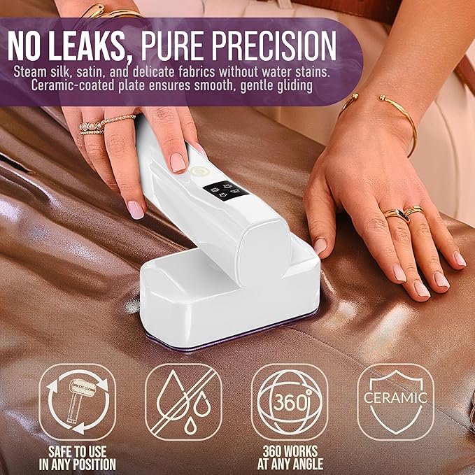 Portable Clothes Steamer & Mini Steam Iron – 1200W Handheld Wrinkle Remover, 4 Modes, 20s Fast Heating, Travel Garment Steamer for Clothing, Bedding & Curtains, Compact Folding Design – White