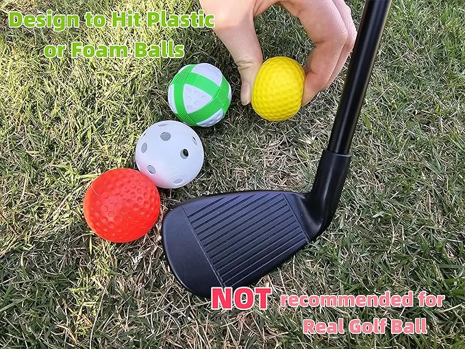 Plastic Golf Club Collapsible - Right Hand for Game & Travel, Golf Chiper Club for Junior, Adults Indoor Outdoor Training Bucket Pong Chipping Games for Family, Hit Plastic Foam Balls -2PCS