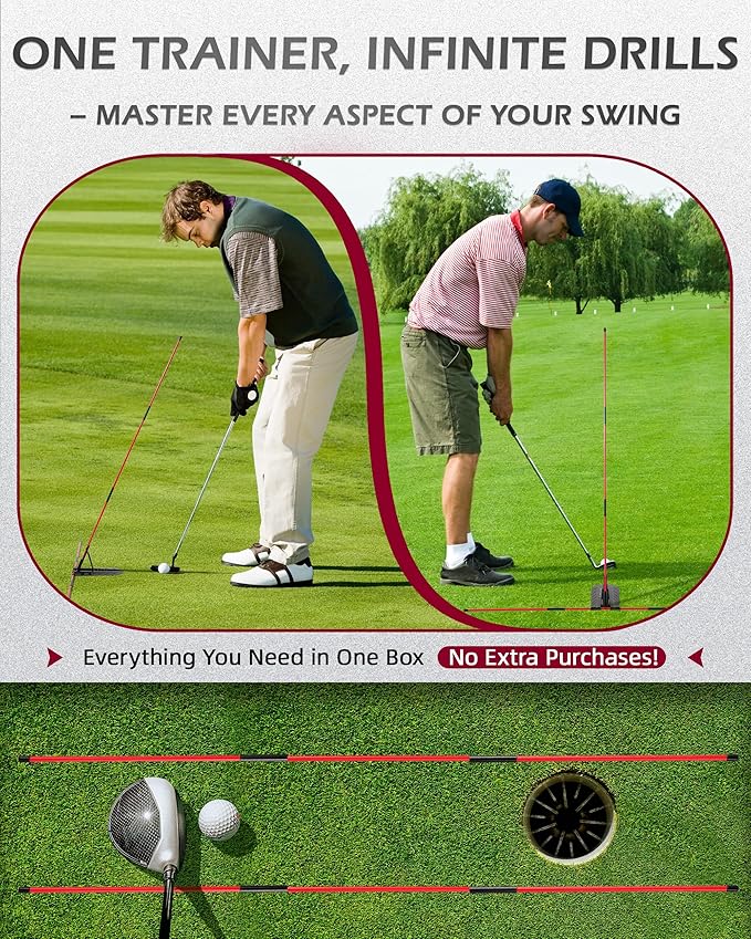 Golf Alignment Sticks, Golf Swing Trainer with Angle Plate/Holder Sets, Posture Corrector Golf Trainging Aid, Swing Plane Trainer for Aiming, Putting, Swing/Professional Golf Practice Tools