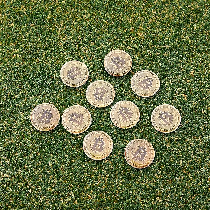 Bitcoin Golf Ball Markers Value Pack - Works with Most Hat Magnetic Clips and Divot Repair Tools Men and Women Golf Gift Accessories Funny Ball Mark Bulk Lot