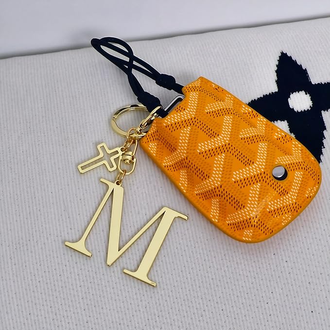 Gold Initial Keychain for Women A-Z Letter Cross Keychains Alphabet Key Chain bag Accessories Gift for Christian