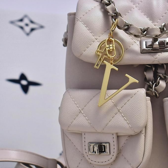Gold Initial Keychain for Women A-Z Letter Cross Keychains Alphabet Key Chain bag Accessories Gift for Christian