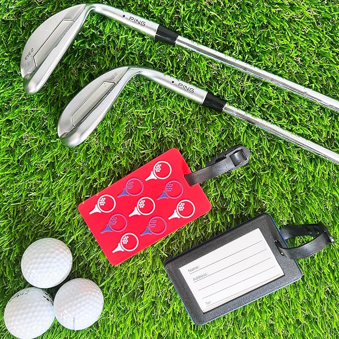 Golf Bag Tag – Golf Balls Design, Flexible & Waterproof Silicone Luggage Tag, Secure Strap for Bag Identification, Great Golf Gift for Players & Enthusiasts