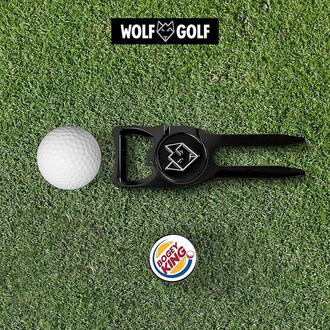 Wolf Golf Towels Divot Repair Tool | 6-in-1 Premium Divot Tool with Ball Marker | Golf Gifts for Men & Women | Golf Accessories for Men & Women