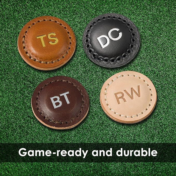Northwind Personalized Leather Golf Ball Markers (Set of 2) – Monogrammed Full Grain Genuine Leather, Debossed & Handmade in USA – Custom Golf Accessories, Unique Premium Gifts for Men, Dad & Golfers