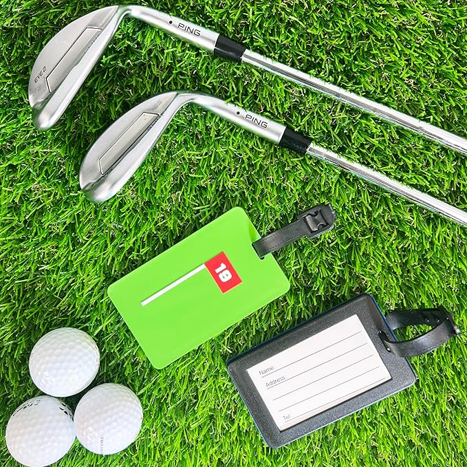 Golf Bag Tag – 19th Hole Design, Flexible & Waterproof Silicone Luggage Tag, Secure Strap for Bag Identification, Great Golf Gift for Players & Enthusiasts