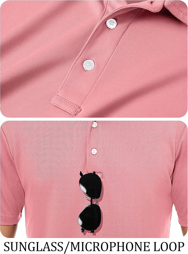 TACVASEN Mens Golf Shirt Dry Fit Mens Polo Shirts Short Sleeve Performance Golf Polos for Men with Collar Work Shirts