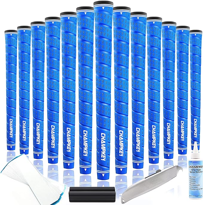 CHAMPKEY WRAP-Y Rubber Golf Grips 13 Pack Come with All Repair Kits - High Feedback and Traction Golf Club Grips
