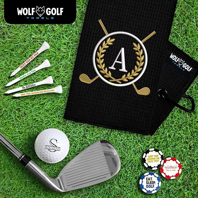 Wolf Golf Towels Monogrammed Personalized Golf Towel | Custom Golf Towels for Golf Bags for Men or Women