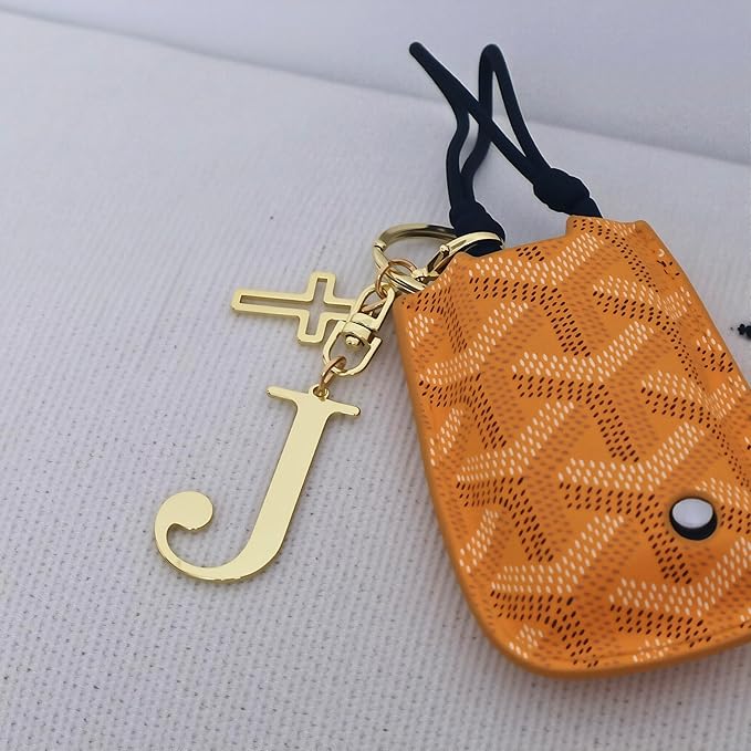 Gold Initial Keychain for Women A-Z Letter Cross Keychains Alphabet Key Chain bag Accessories Gift for Christian